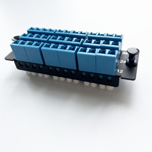 Fiber Adapter Panel with 36 Fibers OS2 Single Mode 18 x Shuttered LC UPC Duplex (Blue) Adapter