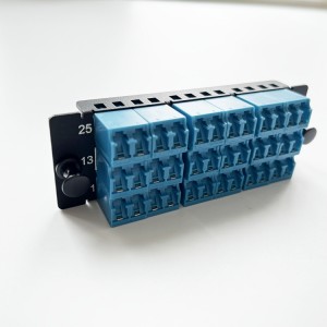 Fiber Adapter Panel with 36 Fibers OS2 Single Mode 18 x Shuttered LC UPC Duplex (Blue) Adapter
